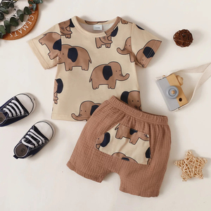 <strong>Boys</strong> Suit Cartoon Animal Shorts &amp; Short Sleeves T-shirt Two-piece <strong>Boys</strong> <strong>Clothing</strong> Sets Years Wholesale Children's <strong>Clothing</strong> Factory - Product Image 2