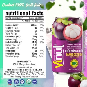 Bebida al por mayor Vietnam-Muestra gratis-330ml Puede beber 100% jugo de mangostán Refresco Sin agregar azúcar-Etiqueta privada OEM - Product Image 2
