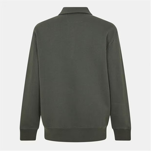 Sudadera con cuello polo de manga larga para hombre, Jersey holgado informal con mezcla de algodón suave de color sólido - Product Image 2