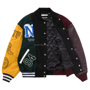 Custom Men's College Baseball Varsity Jacket With <b>Genuine</b> Leather Winter Chenille Embroidery Patches Letterman Motorcycle Jacket - Product Image 6