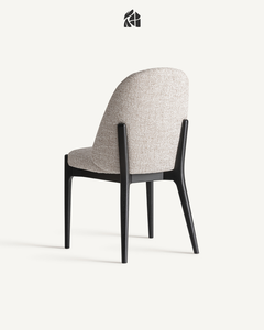 Chaise de salle à manger moderne en bouclette, pieds en teck massif, tissu beige, style scandinave, mobilier pour la maison, hôtel, café, villa - Product Image 3