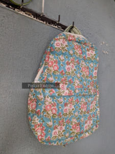 Sac à dos en coton matelassé imprimé à la main de haute qualité, motif floral ethnique indien bohème, portable et léger - Product Image 5
