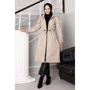 Túnel de cintura con cremallera de gran tamaño Trench Coat Cream - Product Image 4