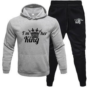 Couple <b>Sweater</b> Set Casual Two Piece King Queen Print Hoodie Men's and Women's Fashion Set Sweatpants Fashion Suits - Product Image 4