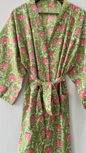 Pur coton bloc imprimé Kimono Kaftan Oriental Robe Festival vêtements coton Kimono Robe - Product Image 2