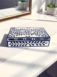 กล่องเก็บเครื่องประดับไม้ลายดอกไม้สีน้ำเงินและ MDF ทำมือสไตล์อินเดีย พร้อมปรับแต่งขนาดและบรรจุภัณฑ์ได้ เหมาะสำหรับเป็นของขวัญสำหรับเธอ - Product Image 4