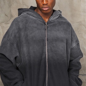 Traje de sudor lavado ácido personalizado de alta calidad, chándales deportivos, chándal grueso desgastado, sudadera con cremallera y conjunto de Jogger para hombres - Product Image 2