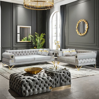 Neues Luxus-Echtleder-Sofa, Modernes Postmodernes Designer-Wohnzimmermöbel-Set für Hotel & Villa
