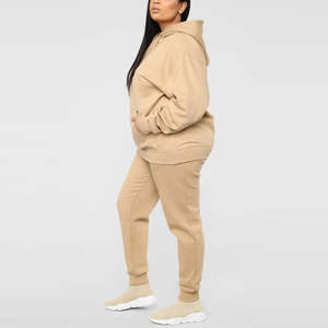 Comprar chándal de alta calidad para mujer algodón polar poliéster peso pesado cómodo 400 GSM chándal de gran tamaño para mujer 2026 - Product Image 4