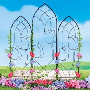 Treillis de jardin en métal écologique pour l'aménagement paysager de la cour, soutient les lierre, les roses et les grimpantes à fleurs, style nature - Product Image 1