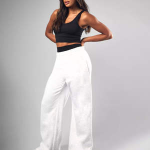 Pantalones Deportivos Holgados de Cintura Alta para Mujer, de Lona, con Logotipo Personalizado Gratuito, de la Mejor Calidad, Transpirables y Ecológicos - Product Image 3