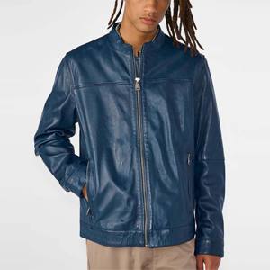 Chaqueta clásica de cuero azul genuino para hombre, chaqueta cómoda y versátil para looks casuales y formales, perfecta para todas las estaciones - Product Image 4