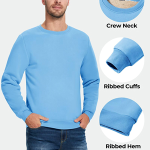 High Quality O-Neck Long Sleeve 100% Cotton Regular Fit Eco-Friendly Breathable <b>Sweatshirt</b> for Men Winter Embroidered Logo OEM - Product Image 5