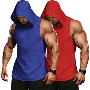 Custom Quick Dry Gym Bodybuilding <b>Hoody</b> Tank Top High Quality 95% cotton 5% Spandex Stretchy Hooded Sleeveless T Shirt Men - Product Image 4