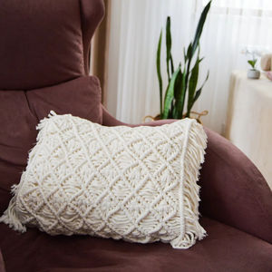 Cojines con flecos cuadrados de 16 pulgadas de punto bohemio hechos a mano, fundas de cojines con estampado Vintage moderno para decoración de Hotel, hogar y Hospital - Product Image 1