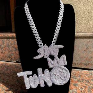 Lujoso Colgante de Letra Personalizada con Diamante Cultivado en Laboratorio de Plata de Ley 925, Estilo Hip Hop Totalmente Cubierto de Diamantes, Joyería de Regalo Perfecta para Hombre - Product Image 2