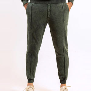 Pantalon de survêtement pour hommes en éponge délavée avec logo personnalisé Pantalon délavé à l'acide - Product Image 1