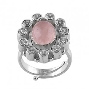 Banda ajustable diseño étnico indio rosa cuarzo piedra preciosa plata de ley pura 925 anillo eternidad vermeil anillos de moda - Product Image 3