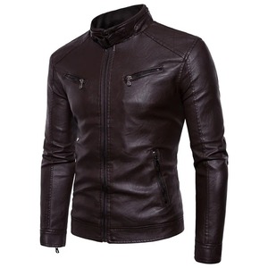 Leather <b>Men</b> Coats Solid Long Sleeve Zipper <b>Smart</b> <b>Casual</b> Loose Pockets Solid Winter - Product Image 4