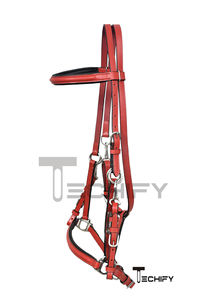 Brida Halter de equitación de cuero genuino de suministro directo de fábrica con acolchado de cuero negro producto ecuestre - Product Image 6