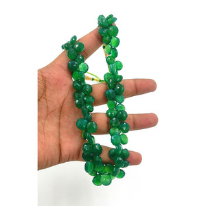 Collier de perles d'onyx vert, de poires, de briolette, de pierres précieuses faites à la main, perles de pierre naturelle Boho, collier épais - Product Image 2