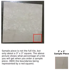 Azulejo de mármol blanco Botticino Piedra Natural sinterizada aprox. 3 \ "X 3 \" PIEZA DE MUESTRA DE - Product Image 1