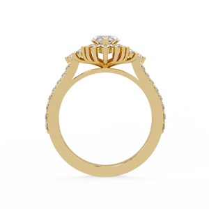Anillos de Compromiso Florales de Oro Amarillo de 14K con Diamantes Cultivados en Laboratorio Marquise, Certificados por IGI, 1.25 CTW, Anillos Chapados en Rodio - Product Image 4