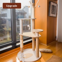 Arbre à chat multi-niveaux en gros avec perchoirs, balles suspendues, poteaux à gratter en sisal, design tout-en-un enveloppé de jute, modèles 118cm et 145cm