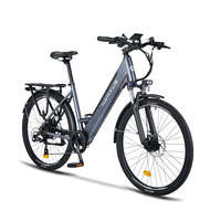 Nakxus 26M208 Trekking E-City Bike mit Hinterradnabenmotor 250W 36V 13Ah Akku Doppelfederung EU-konform 100KM Maximale Reichweite Grau/Weiß