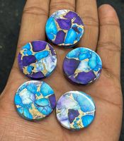 Pierres précieuses naturelles violettes bleues Dahlia Turquoise de qualité supérieure AAA+, lisses et polies, personnalisées, taille plate 25x25x6, pour bijoux DIY