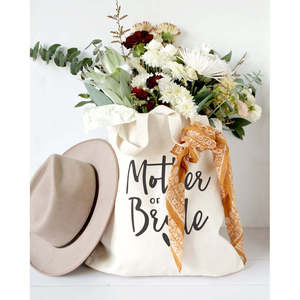Sac fourre-tout en toile de coton uni pour la mère de la mariée, fermeture ouverte - Product Image 4
