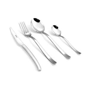 Meilleur ensemble de 4 couverts en acier inoxydable de style américain écologique avec poignées noires couleur argent de luxe - Product Image 2