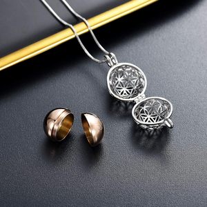 Colgante de urna de joyería de cremación de oro rosa S, adornos de cremación con forma de bola hueca de acero inoxidable para collar humano, tamaño personalizado - Product Image 3