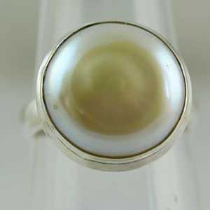 Handmade 925 Sterling <b>Silver</b> Coin Pearl <b>Ring</b> Freshwater <b>Statement</b> Promise Jewelry Gift for Her Anniversary - Product Image 3