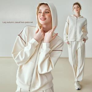 Conjunto Deportivo de 2 Piezas para Mujer, Sudadera con Capucha y Pantalones, Ropa Deportiva Informal de Invierno, Traje Holgado para Mujer, Ropa de Fitness, Pantalones de Pierna Recta - Product Image 1