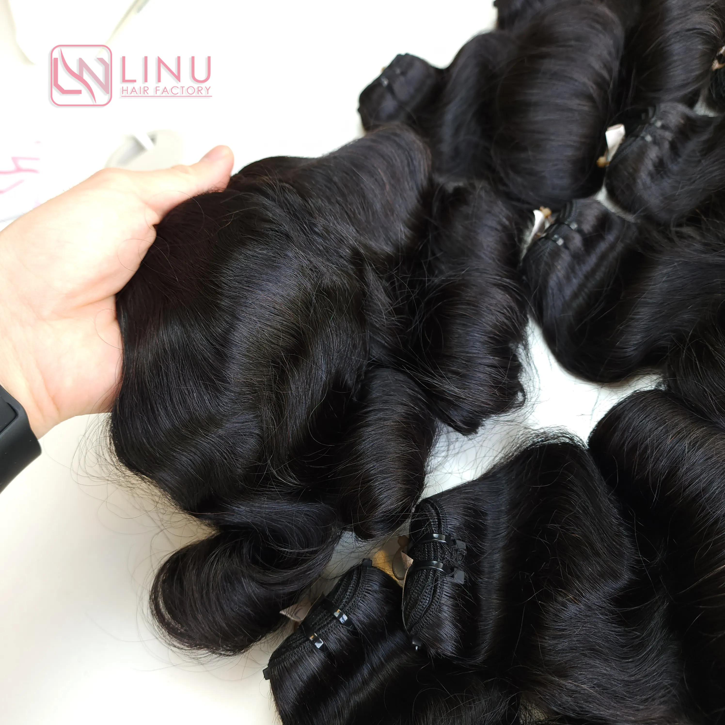 Rambut keriting Vietnam mentah tidak diproses rambut Virgin lurus alami bergelombang vendor kutikula Vietnam rambut manusia mentah lembut