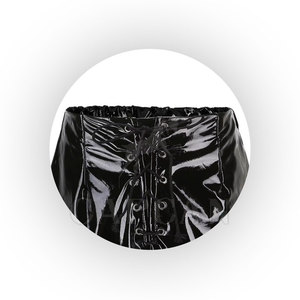 Pantalones cortos de tela de Cuero 100% de piel de vaca auténtica con patrón sólido, cintura elástica de ajuste holgado con etiquetas privadas, pantalones cortos para mujer - Product Image 3