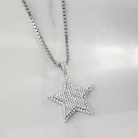 Pendentif Étoile en Argent Sterling 925 avec Zircon Cubique AAA Scintillant, Bijou Céleste Hip Hop Bling Plaqué Or 18K, Breloque Étoile Chrétienne