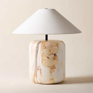 Lámpara de mesa de mármol dorado de bloque | Lámpara de escritorio de mármol moderna de lujo para el hogar, oficina, sala de estar, Dormitorio | Suministro al por mayor de OEM - Product Image 3