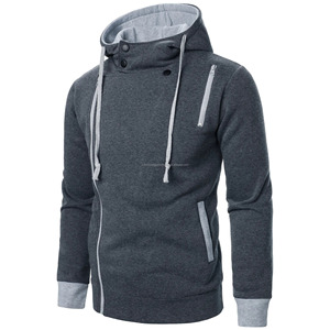 Autumn <b>Men's</b> Casual Slim Sports Sweatshirts New Fashion Hooded <b>Jackets</b> with Side Zipper and Button Neck Warm Sports Hoodies - Product Image 4