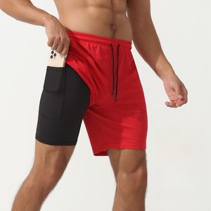 Pantalones cortos para correr con cordón para hombre, pantalones cortos de entrenamiento atlético para gimnasio de 5 pulgadas, con forro de compresión y bolsillos con cremallera, envío DDP - Product Image 1
