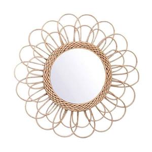 Wholesale Luxury Natural <b>Rattan</b> Frame Bathroom <b>Mirror</b> LED Lighting Compact Sun Wall Decor Home Hotel Furniture <b>Mirrors</b> - Product Image 1