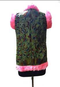 Chaquetas de piel sintética sin mangas para mujer, chaqueta Bohemia con cuentas totalmente a mano, 2022 - Product Image 2