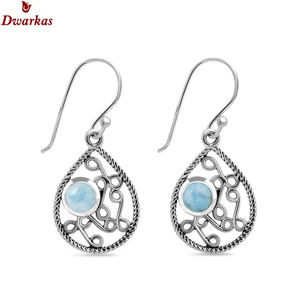 Pendientes Clásicos de Plata de Ley 925 con Piedra Preciosa Natural de Larimar, Pendientes Largos, Fabricante de Pendientes al por Mayor - Product Image 1