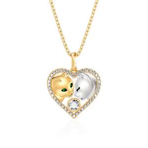 Collar Jeulia con Piedra de Nacimiento Personalizada para Parejas - Cadena de Eslabones con Amatista y Diamantes en Forma de Gota de Agua - Product Image 1
