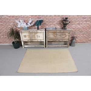 Tapis Kilim turc 3,3x4,5 pi (100x136 cm), tapis vintage marocain blanc - Product Image 2