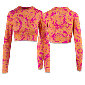 Venta al por mayor de las mujeres de encargo de manga larga Slim Fit Compresión Top Estirable Ropa deportiva para Yoga Correr Entrenamiento Impreso Lavado - Product Image 5