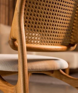 Silla de comedor de madera maciza vintage moderna en ratán negro de gama alta para uso en Villa, hotel, apartamento y restaurante - Product Image 4