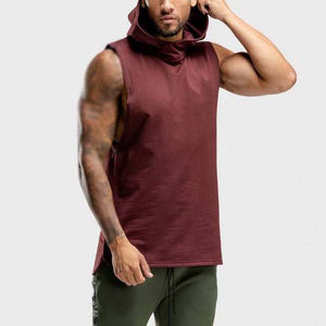 <b>Men's</b> Winter <b>Sleeveless</b> <b>Hoodie</b> Lightweight Breathable 100% Cotton Fleece Gym Clothing for Fitness Bodybuilding Running - Product Image 1