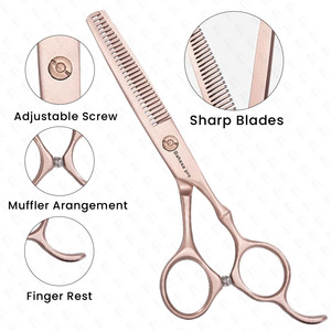 Tijeras de Peluquería para Adelgazar el Cabello en Oro Rosa, Tijeras de Adelgazar con Filo Afilado, Tijeras de Adelgazar con Logotipo Personalizado, Fabricante OEM por Bahasa Pro - Product Image 2